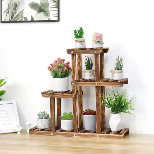 Porte Plante en Bois Carbonisé - Mon Porte Plante