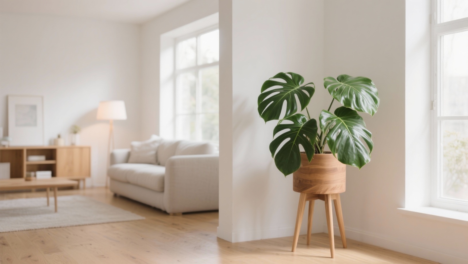 Intérieur végétalisé avec porte-plantes design