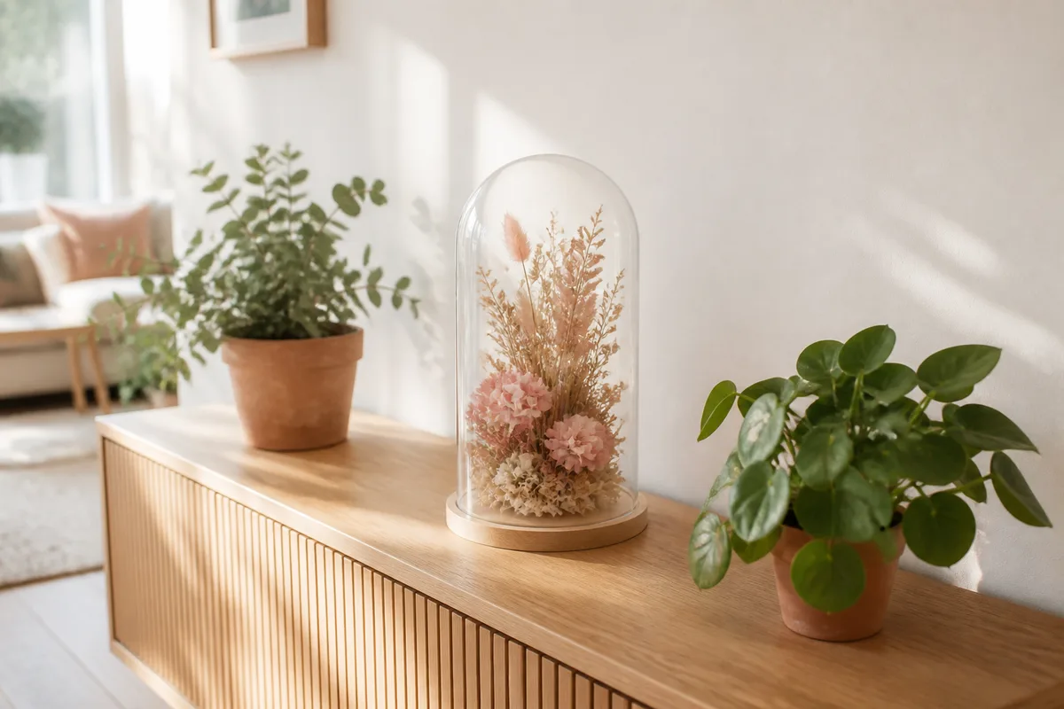 Cloche fleurs séchées : le végétal qui ne demande rien